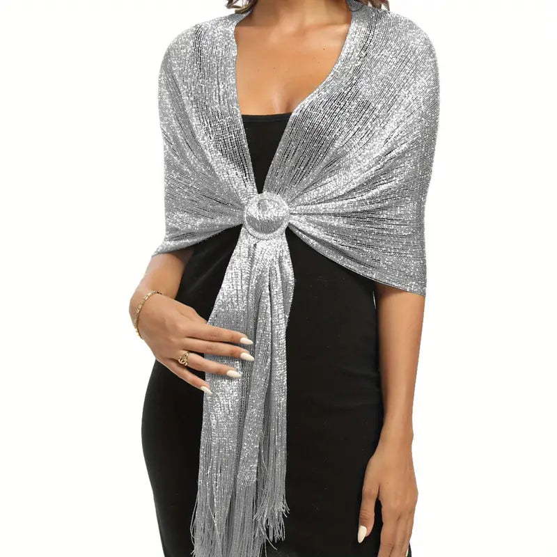 Elegant Sparkling Metallic Shawl