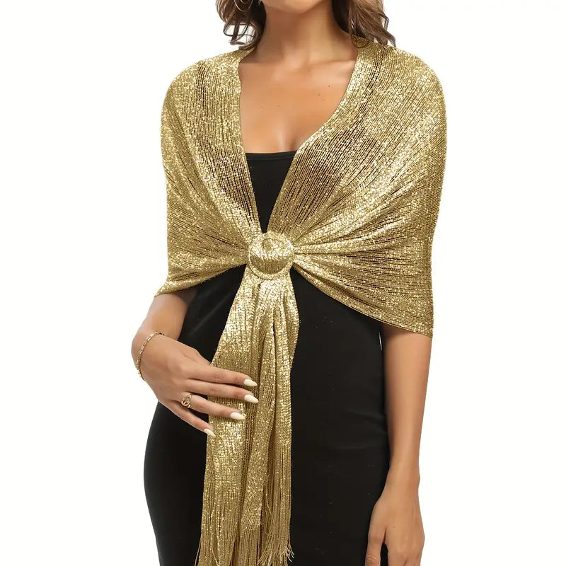 Elegant Sparkling Metallic Shawl