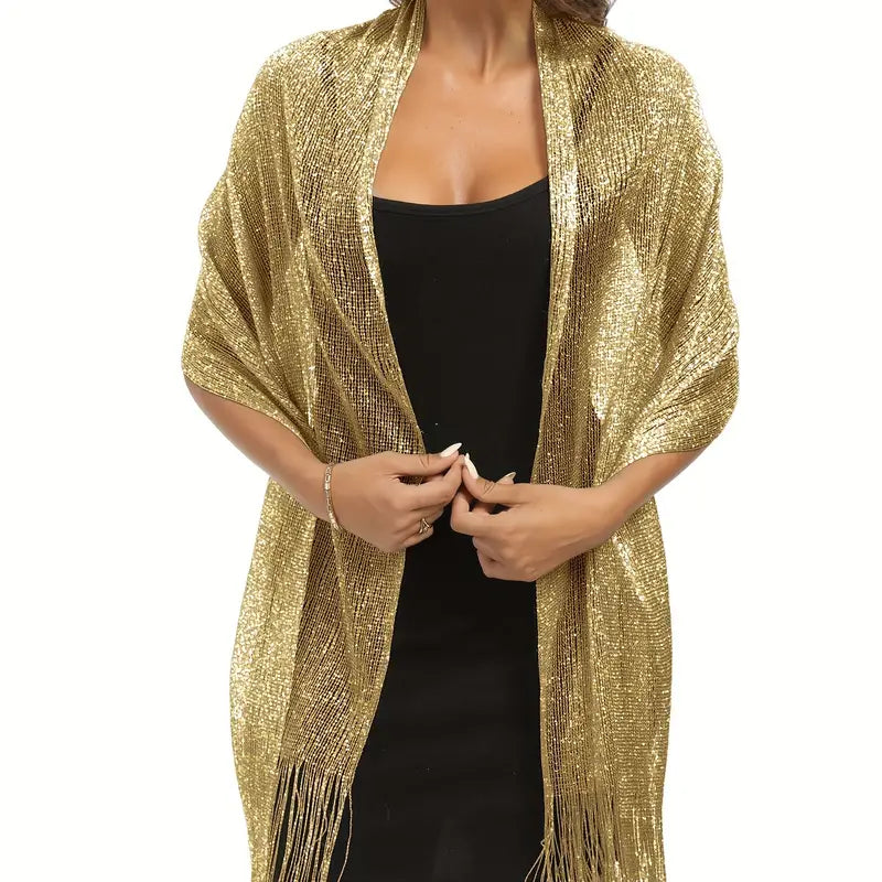 Elegant Sparkling Metallic Shawl