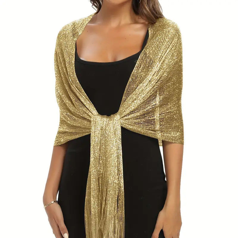 Elegant Sparkling Metallic Shawl